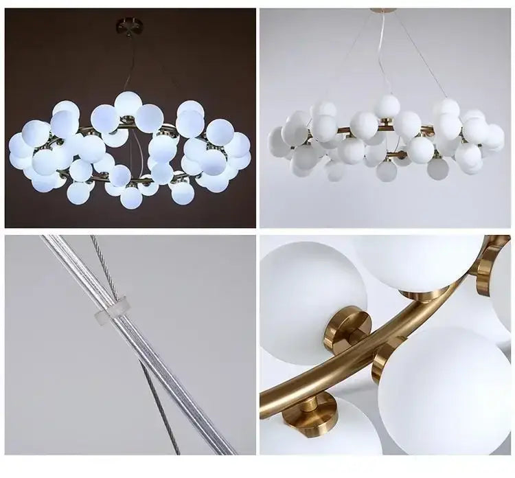 Chandelier Decorbites Black Gold Glass Ball with brass frame and frosted glass globes on Tampa Home & Garden Store