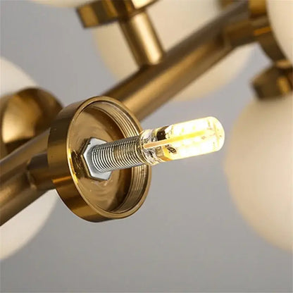 Black Gold Glass Ball Chandelier arm with brass mount and clear filament bulb by Decorbites on Tampa Home & Garden Store