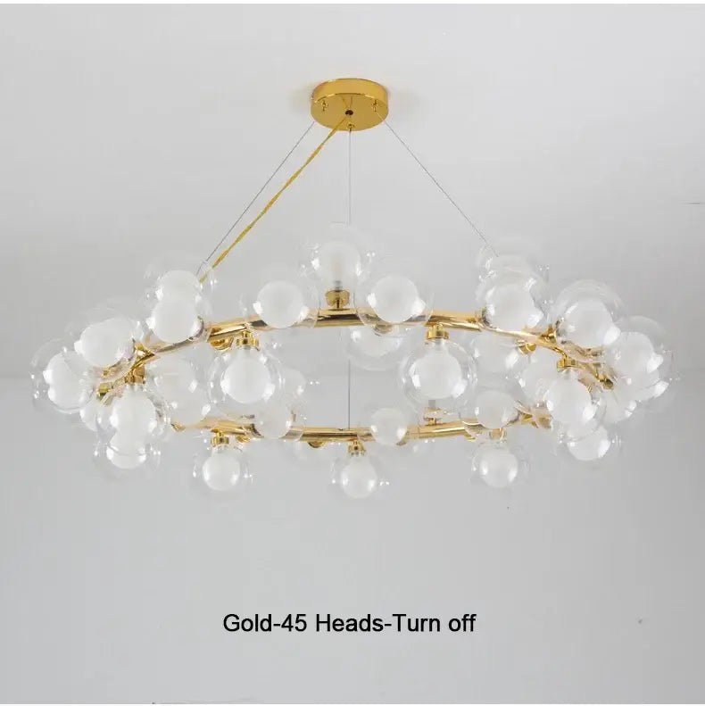 Black Gold Glass Ball Chandelier by Decorbites with gold ring and clear glass globes on Tampa Home & Garden Store