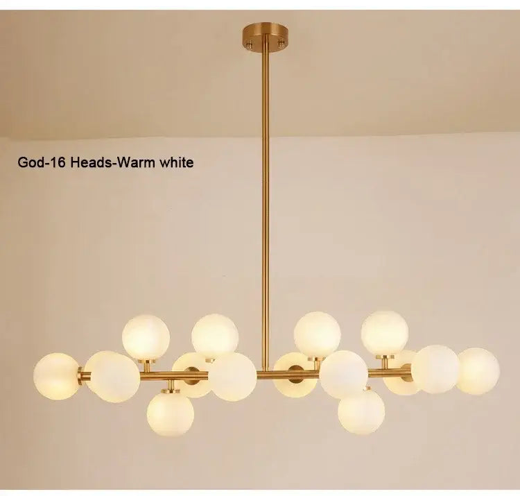 Black Gold Glass Ball Chandelier with warm white globes, gold finish, multi-arm design on Tampa Home & Garden Store