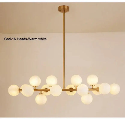 Black Gold Glass Ball Chandelier with warm white globes, gold finish, multi-arm design on Tampa Home & Garden Store