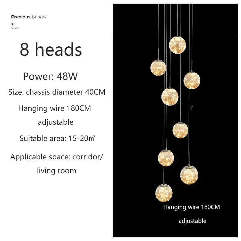 Decorbites spiral crystal ball chandelier with 8 glass spheres for dining room pendant light on Tampa Home & Garden Store