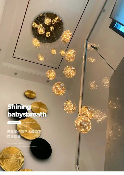 Modern spiral crystal ball chandelier pendant light, warm golden orbs by Decorbites on Tampa Home & Garden Store