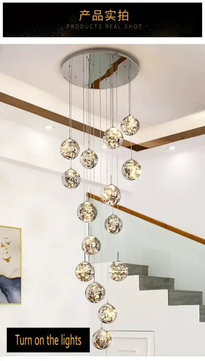 Chandelier Decorbites modern spiral crystal ball with cascading glass spheres on Tampa Home & Garden Store