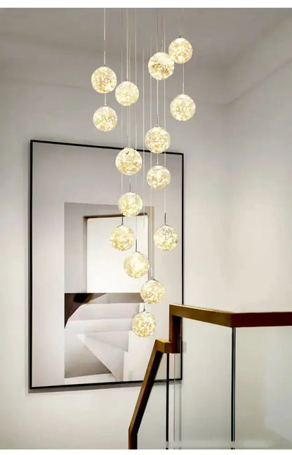 Modern spiral crystal ball chandelier pendant light Decorbites with cascading glass spheres on Tampa Home & Garden Store
