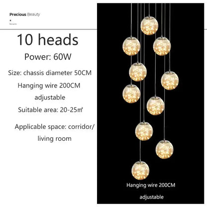 Chandelier: Modern spiral crystal ball pendant light by Decorbites with 10 hanging glass orbs on Tampa Home & Garden Store