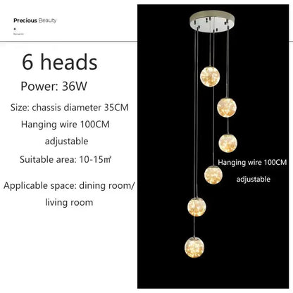 Chandelier Decorbites six-globe crystal ball, modern spiral pendant with adjustable wires on Tampa Home & Garden Store