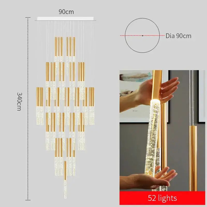 Modern gold crystal chandelier – large staircase pendant light, Decorbites, 52 lights on Tampa Home & Garden Store