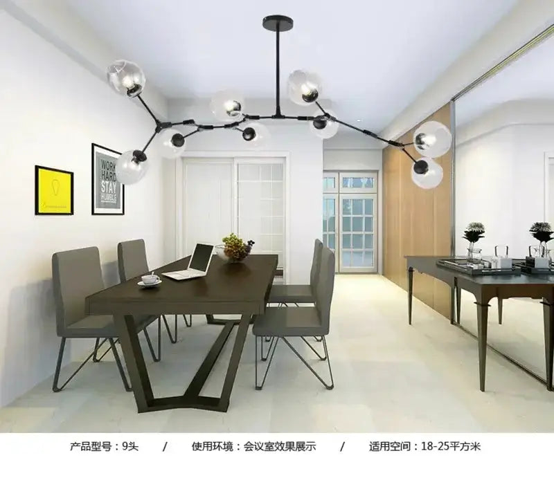 Chandelier Decorbites eight-globe teal glass bubble ceiling light for dining room modern style on Tampa Home & Garden Store