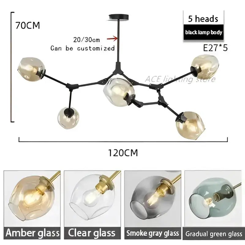 Chandelier Decorbites modern teal glass bubble eight-globe light for living room on Tampa Home & Garden Store