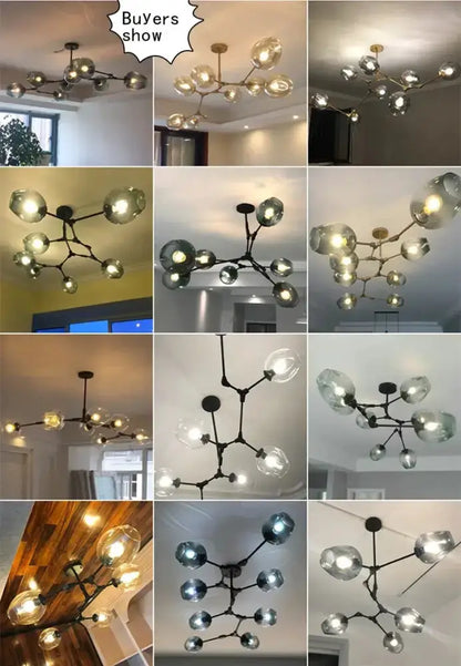 Chandelier Modern teal glass bubble eight-globe light by Decorbites for living room on Tampa Home & Garden Store