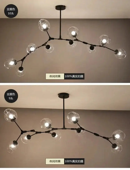 Decorbites teal glass bubble chandelier eight globe lights black metal branch on Tampa Home & Garden Store