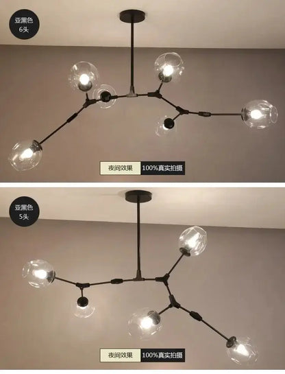 Chandelier Decorbites modern teal glass bubble chandelier with eight globe lights and black metal arms on Tampa Home & Garden Store