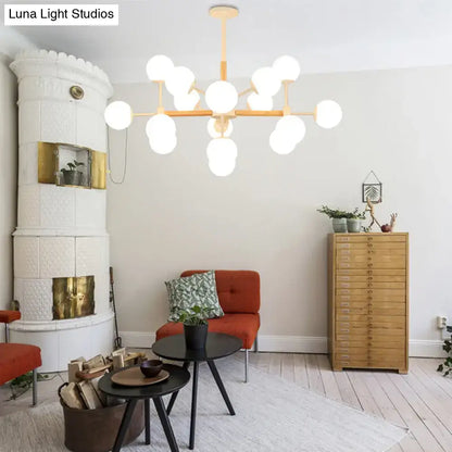 Decorbites White Globe Chandelier with gold-tone frame and clustered white globes on Tampa Home & Garden Store