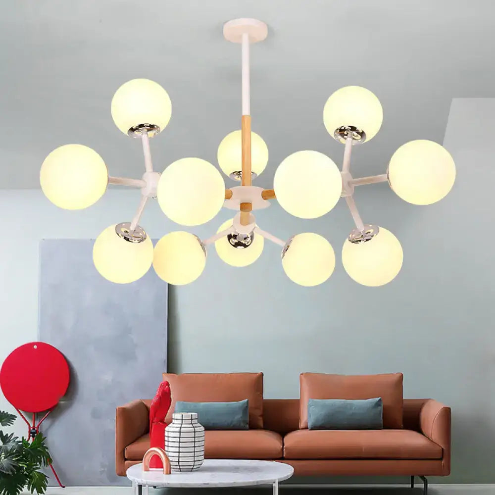 White Globe Chandelier by Decorbites, modern multi-arm orb lighting with warm white globes on Tampa Home & Garden Store