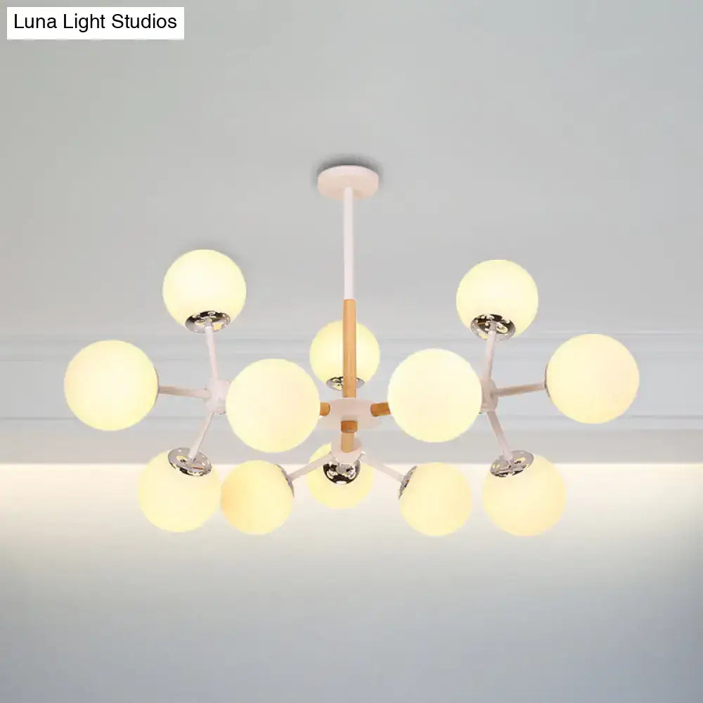 White globe chandelier with frosted glass bulbs on white arms, Decorbites Home & Garden on Tampa Home & Garden Store