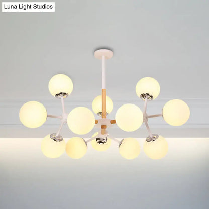 White globe chandelier with frosted glass bulbs on white arms, Decorbites Home & Garden on Tampa Home & Garden Store