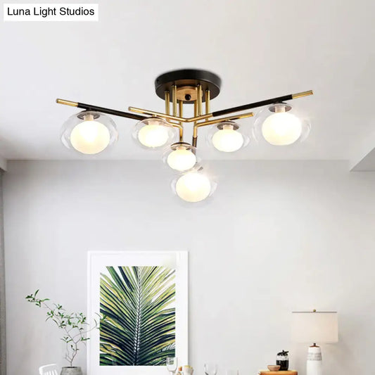 Gold oval glass light fixture with globe shades, brass finish, ceiling mount Decorbites on Tampa Home & Garden Store