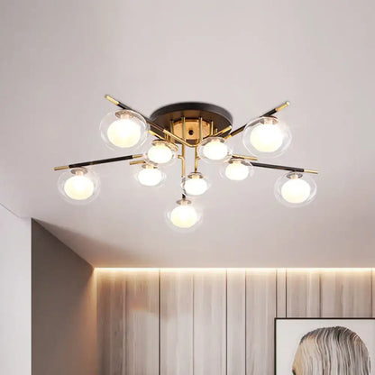 Decorbites Gold Oval Glass Light fixture with globe bulbs and brass arms on Tampa Home & Garden Store