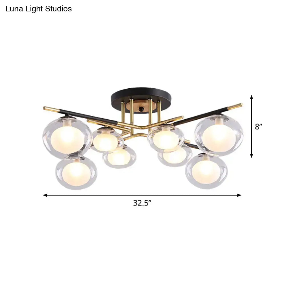 Gold Oval Glass Light by Decorbites, brass-finish ceiling fixture with clear glass globes on Tampa Home & Garden Store