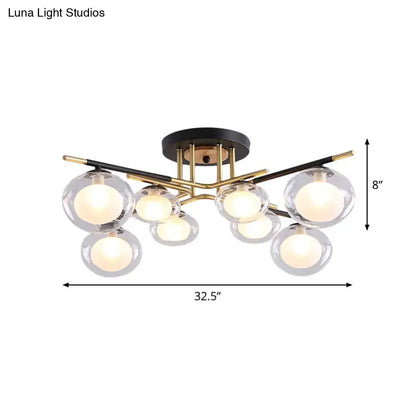 Gold Oval Glass Light by Decorbites, brass-finish ceiling fixture with clear glass globes on Tampa Home & Garden Store
