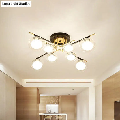 Decorbites Gold oval glass light fixture with brass accents and multiple clear globe bulbs on Tampa Home & Garden Store