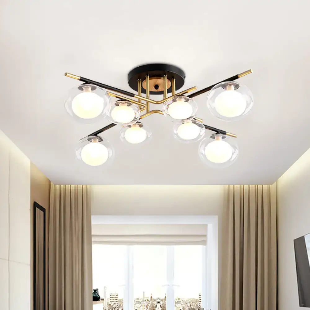 Gold oval glass light ceiling fixture with brass accents and glass globes Decorbites on Tampa Home & Garden Store