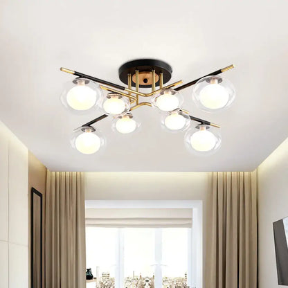 Gold oval glass light ceiling fixture with brass accents and glass globes Decorbites on Tampa Home & Garden Store