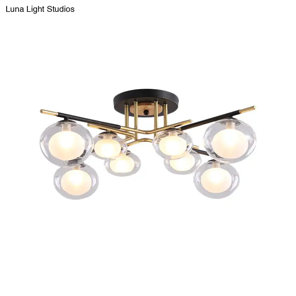 Gold Oval Glass Light ceiling fixture by Decorbites with clear glass globes and brass accents on Tampa Home & Garden Store