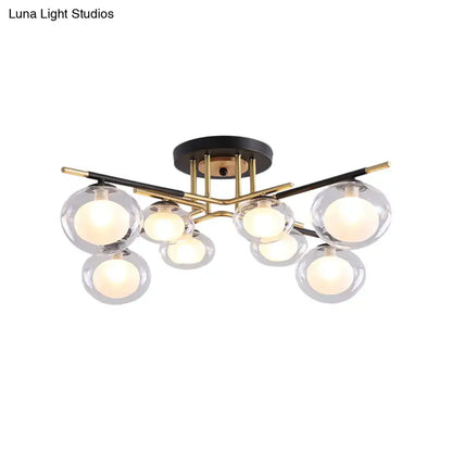 Gold Oval Glass Light ceiling fixture by Decorbites with clear glass globes and brass accents on Tampa Home & Garden Store
