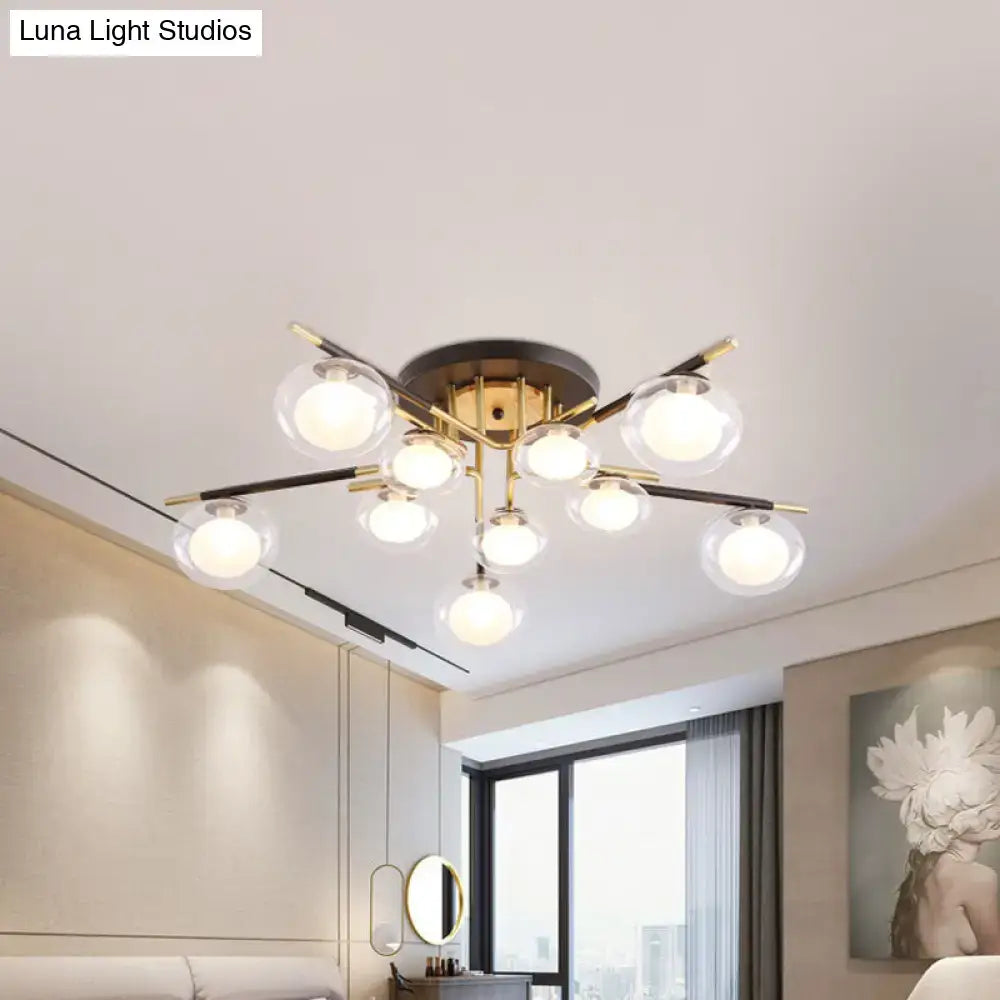 Gold Oval Glass Light by Decorbites with clear glass globes and brass accents on Tampa Home & Garden Store