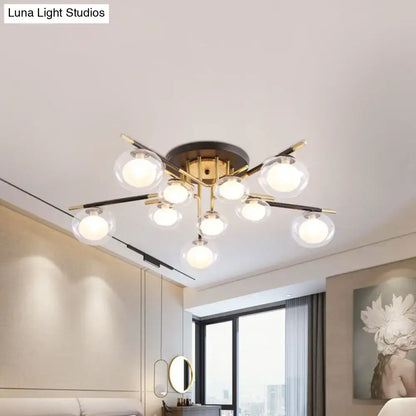 Gold Oval Glass Light by Decorbites with clear glass globes and brass accents on Tampa Home & Garden Store