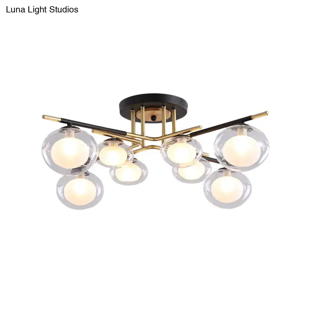 Gold Oval Glass Light ceiling fixture by Decorbites with clear glass globes and brass accents on Tampa Home & Garden Store
