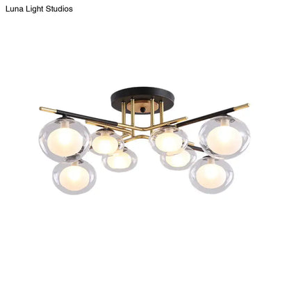 Gold Oval Glass Light ceiling fixture by Decorbites with clear glass globes and brass accents on Tampa Home & Garden Store