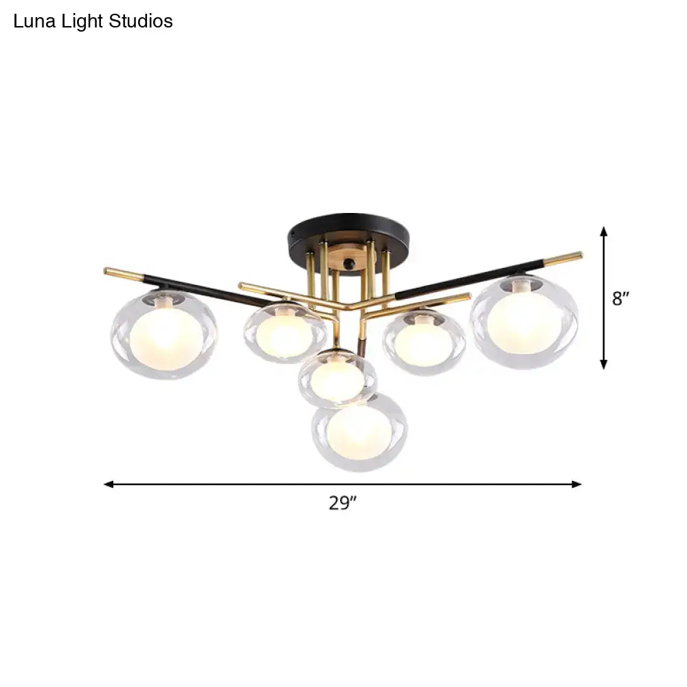 Gold oval glass light chandelier Decorbites with five clear globes on Tampa Home & Garden Store