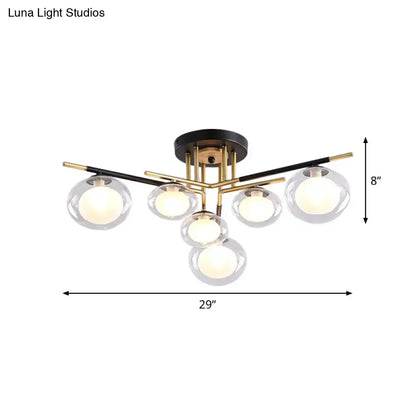 Gold oval glass light chandelier Decorbites with five clear globes on Tampa Home & Garden Store