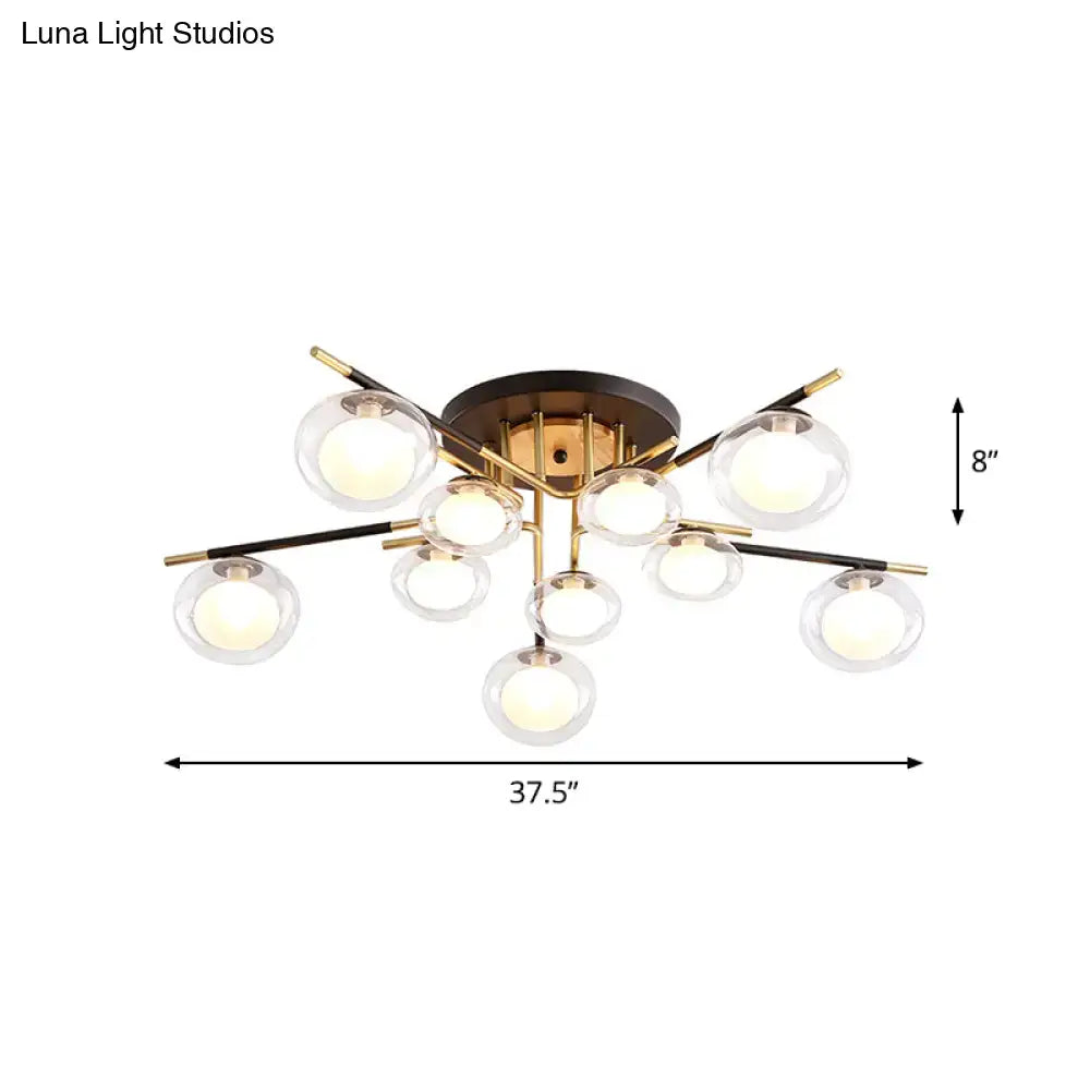 Gold oval glass light ceiling fixture by Decorbites with brass finish and clear globe shades on Tampa Home & Garden Store
