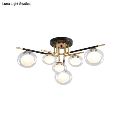 Gold Oval Glass Light by Decorbites brass arms five glass globe shades on Tampa Home & Garden Store