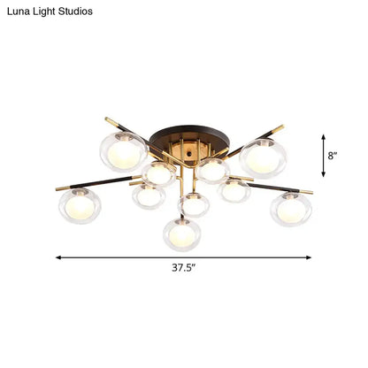Gold Oval Glass Light chandelier by Decorbites with brass arms and glass globes ceiling mount on Tampa Home & Garden Store