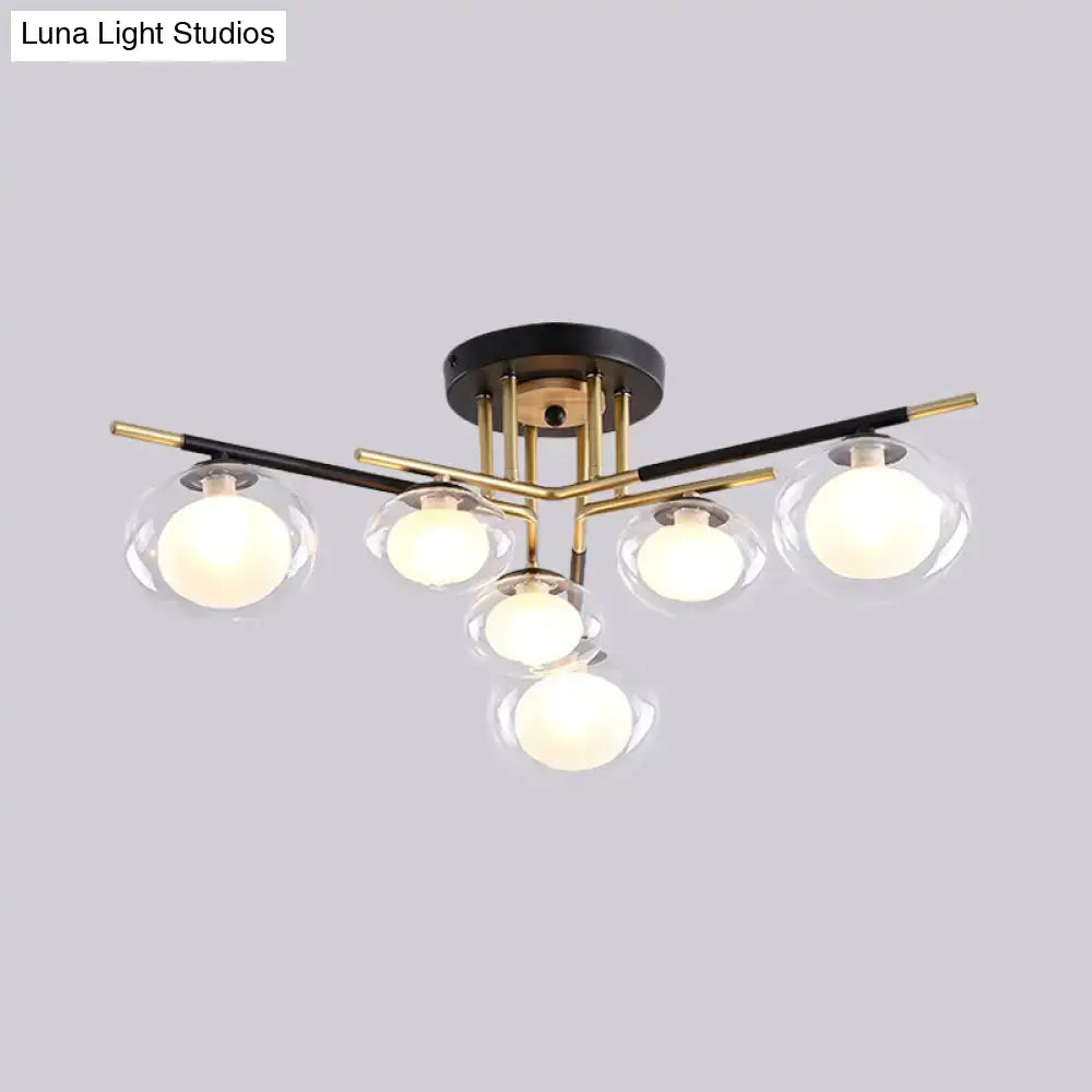 Gold oval glass ceiling light fixture by Decorbites with brass arms and glass globes on Tampa Home & Garden Store
