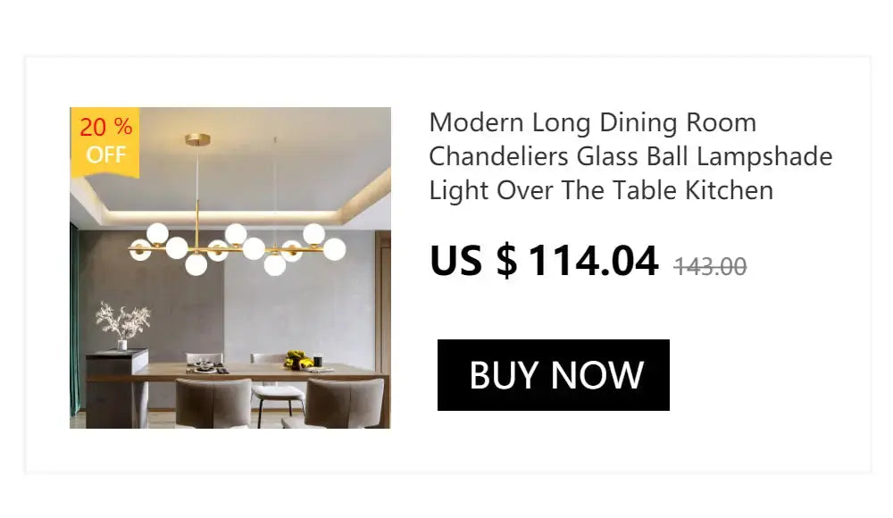 Modern gold curved LED chandelier for dining room with glass ball lamps by Decorbites on Tampa Home & Garden Store