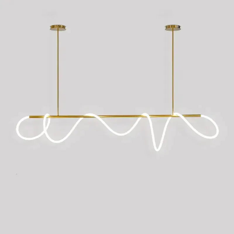 Modern gold curved contemporary LED chandelier with a wavy light tube, Decorbites pendant on Tampa Home & Garden Store
