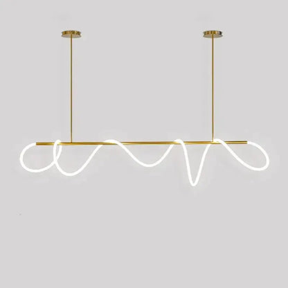 Modern gold curved contemporary LED chandelier with a wavy light tube, Decorbites pendant on Tampa Home & Garden Store