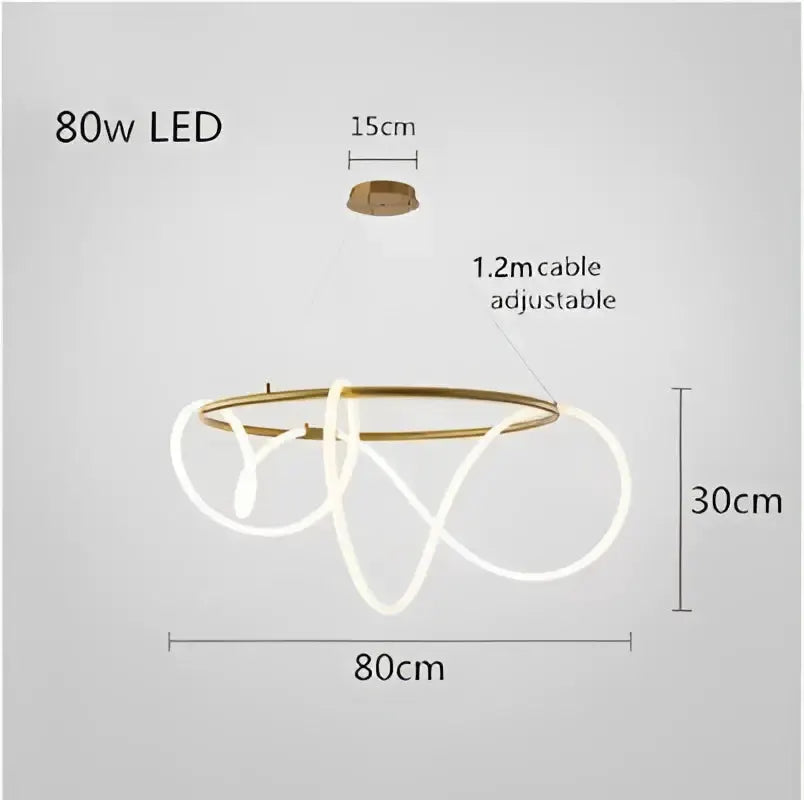Modern gold curved LED chandelier pendant light by Decorbites on Tampa Home & Garden Store
