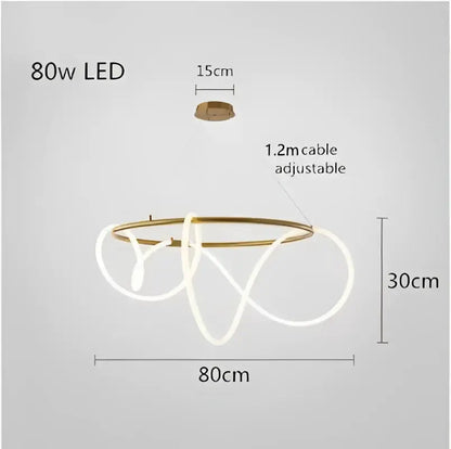 Modern gold curved LED chandelier pendant light by Decorbites on Tampa Home & Garden Store