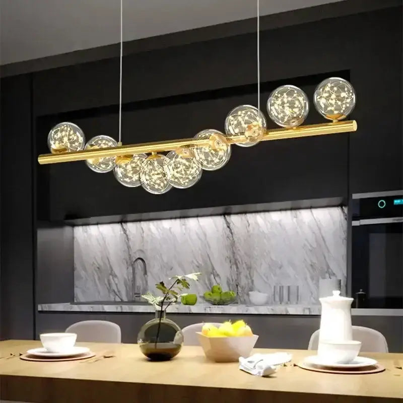 Chandelier Decorbites: Gold long ceiling glass pendant light with glass globes on Tampa Home & Garden Store