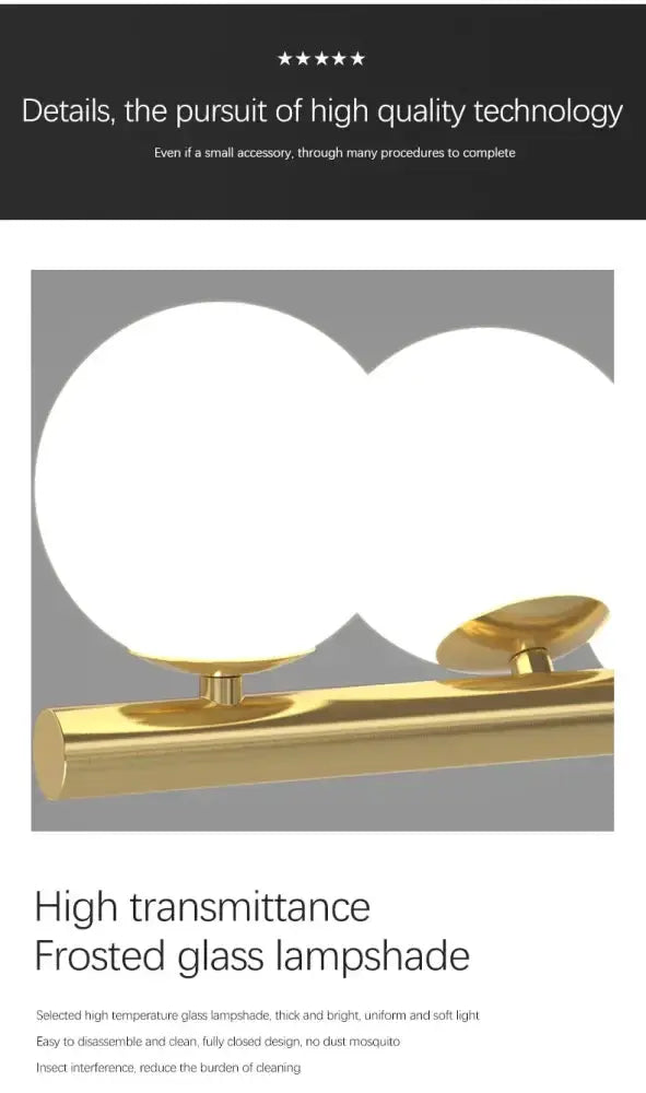 Chandelier Decorbites modern gold long ceiling pendant with frosted glass globes on Tampa Home & Garden Store