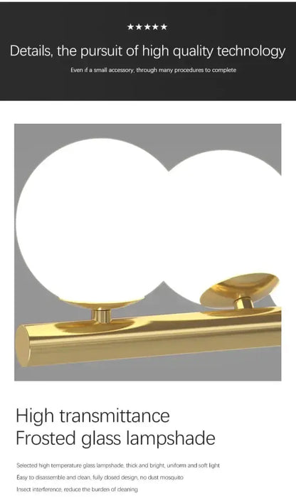 Chandelier Decorbites modern gold long ceiling pendant with frosted glass globes on Tampa Home & Garden Store
