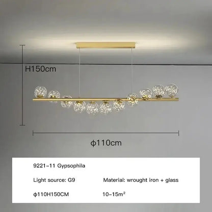 Chandelier Decorbites modern gold long ceiling chandelier with glass globe pendants on Tampa Home & Garden Store