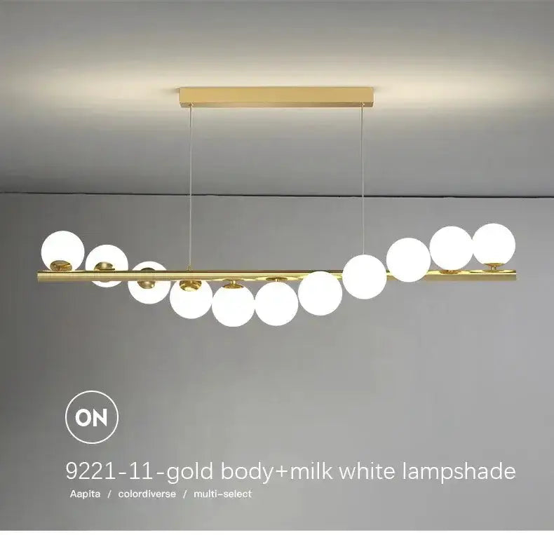 Chandelier Modern gold ceiling light with gold bar and milk-glass globes Decorbites on Tampa Home & Garden Store